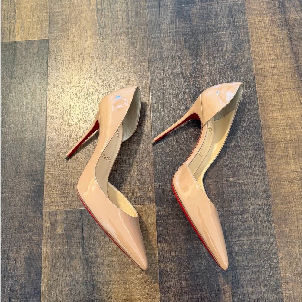 Christian Louboutin Iriza Nude Patent D'Orsay Pumps Size 39.5 - Picture 7 of 12